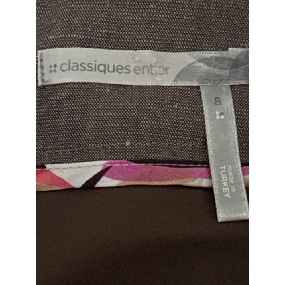 Quiet Luxury Tailored Skirt 8 by Classiques Entier Pleated Hem Rayon-Linen Blend - Picture 4 of 11